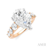 1 1/5 Ctw Pear Shape Round Cut Diamond Semi-Mount Engagement Ring in 14K Rose and White Gold