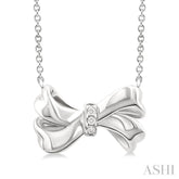 1/50 Ctw Bow Single Cut Diamond Fashion Pendant With Chain in Sterling Silver
