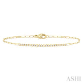 1/4 Ctw Round Cut Diamond Paperclip Chain Bracelet in 14K Yellow Gold
