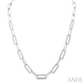 1/4 Ctw Bold Round Cut Diamond Paperclip Necklace in Sterling Silver