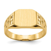 14k 10.5x9.0mm Octagon Open Back Mens Nugget Signet Ring