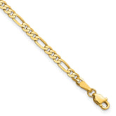 14K 7 inch 3mm Flat Figaro with Lobster Clasp Bracelet