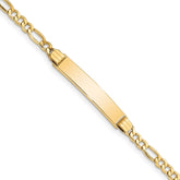 14k Polished Semi-Solid Chain/Solid Plate Figaro Link 25.5x5mm Plate 7 inch ID Bracelet