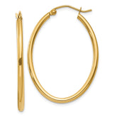 14k 2x35mm Oval Polished Tube Hoop Earrings