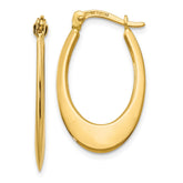 14K 1x26mm Polished Tapered Oval Hoop Earrings