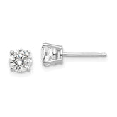 14k White Gold 5mm Round Cubic Zirconia Post Earrings