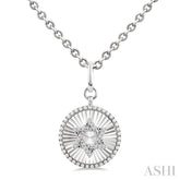 1/10 Ctw Round Fluted Medallion Single Cut Diamond Star of David Pendant With Chain in Sterling Silver