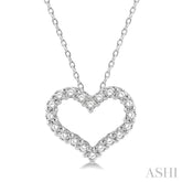 1/4 Ctw Heart Shape Round Cut Diamond Pendant With Chain in 14K White Gold