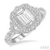 1/4 Ctw Lattice Semi-Mount Round Cut Diamond Engagement Ring in 14K White Gold