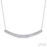 1/20 Ctw Single Cut Diamond Curved Bar Pendant With Chain in Sterling Silver