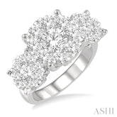 3 Ctw Lovebright Round Cut Diamond Ring in 14K White Gold