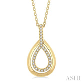 1/10 Ctw Petite Pear Shape Round Cut Diamond Fashion Pendant With Chain in 10K Yellow Gold