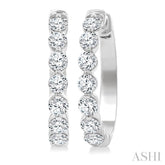 2 Ctw Prong Set Round Cut Diamond Hoop Earrings in 14K White gold