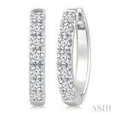 2 Ctw Round Cut Diamond Hoop Earrings in 14K White gold