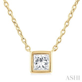 1/6 Ctw Petite Bezel Set Princess Cut Diamond Fashion Pendant With Chain in 10K Yellow Gold