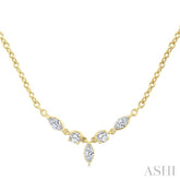 1/3 Ctw Marquise & Round Cut Diamond Necklace in 14K Yellow Gold