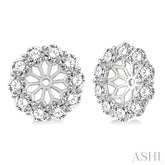 2 Ctw Round Cut Diamond Earrings Jacket in 14K White Gold