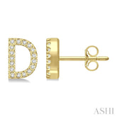 1/10 Ctw Initial 'D' Single Cut Diamond Earrings in 10K Yellow Gold