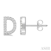 1/10 Ctw Initial 'D' Single Cut Diamond Earrings in 10K White Gold