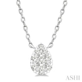 1/10 Ctw Lovebright Petite Pear Shape Round Cut Diamond Fashion Pendant With Chain in 10K Yellow and White Gold