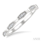 1/10 Ctw Elongated Hexagon Mount Link Round Cut Diamond Stackable Fashion Band in 10K White Gold