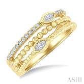 1/5 Ctw Split Three Row Marquise and Round Cut Diamond Fashion Band in 10K Yellow Gold