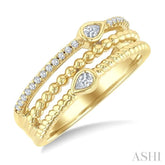 1/5 Ctw Split Three Row Pear and Round Cut Bead Bijoux Diamond Fashion Band in 10K Yellow Gold