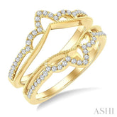 1/3 Ctw Chevron Center Round Cut Diamond Crown Insert Ring in 14K Yellow Gold