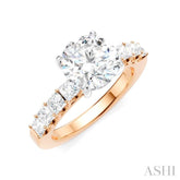 7/8 Ctw Round Shape Princess and Round Cut Diamond Semi-Mount Engagement Ring in 14K Rose and White Gold