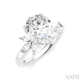 1/2 Ctw Akari Oval Shape Marquise and Round Cut Diamond Semi-Mount Engagement Ring in 14K White Gold