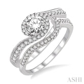 5/8 Ctw Diamond Wedding Set with 1/2 Ctw Round Cut Engagement Ring and 1/6 Ctw Wedding Band in 14K White Gold