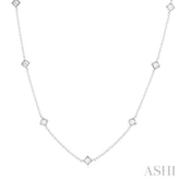 2 Ctw Princess Cut Diamond Station Necklace in 14K White Gold