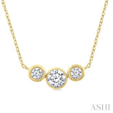 1/2 Ctw Past, Present & Future 3-Stone Bezel Set Round Cut Diamond Necklace in 14K Yellow Gold