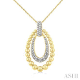 1/10 Ctw Bold Double Oval Ball Bead & Round Cut Diamond Fashion Pendant With Chain in Yellow Gold Vermeil