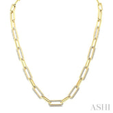 1/4 Ctw Bold Paperclip Round Cut Diamond Necklace in Yellow Gold Vermeil