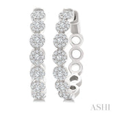 1/2 Ctw Cluster Round Cut Diamond Hoop Earring in 14K White Gold