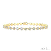 1 1/3 Ctw Cluster Round Cut Diamond Fashion Tennis Bracelet in 14K Yellow Gold