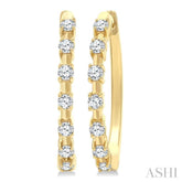 1/4 Ctw Round Cut Diamond Floating Hoop Fashion Earrings in 10K Yellow Gold