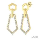 1/3 Ctw Hexagon & Pentagon Link Round Cut Diamond Fashion Earring in 10K Yellow Gold