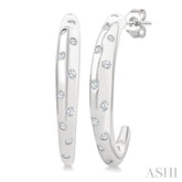1/5 Ctw Round Cut Diamond Mosaic Half Hoop Earrings in 10K White Gold