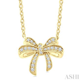 1/6 Ctw Bow Round Cut Diamond Petite Fashion Pendant With Chain in 10K Yellow Gold