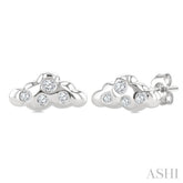 1/20 Ctw Round Cut Diamond Cloud Petite Fashion Earrings in 10K White Gold