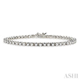 4 Ctw Square Shape Round Cut Diamond Tennis Bracelet in 14K White Gold