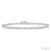 2 Ctw Round Cut Diamond 3-Prong Tennis Bracelet in 14K White Gold