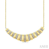 1/10 Ctw Bold Puff Ribbed Curve Round Cut Diamond Fashion Pendant With Chain in Yellow Gold Vermeil