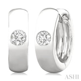 1/3 Ctw Bezel Set Round Cut Diamond Fashion Huggie Earrings in 14K White Gold