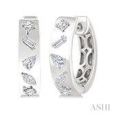 1/3 Ctw Mixed Cut Diamond Fashion Hoop Earring in 14K White Gold