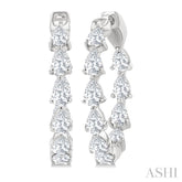 2 Ctw Inside & Out Pear Cut Diamond Fashion Hoop Earring in 14K White Gold