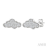 1/6 Ctw Round Cut Diamond Cloud Petite Earrings in 10K White Gold