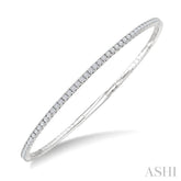 2 Ctw Full Length Round Cut Diamond Straight Flex Bangle in 14K White Gold
